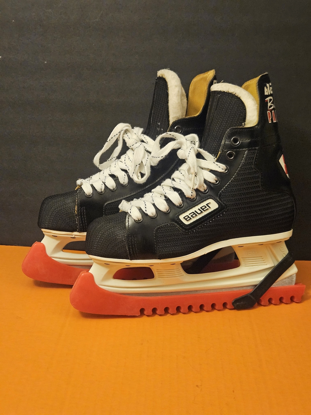 Vintage Bauer Black Panther 81 Ice Hockey Skates Black Leather Men's